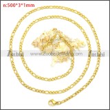 Gold Plated Stainless Steel Figaro Chain Neckalce n003092GW3