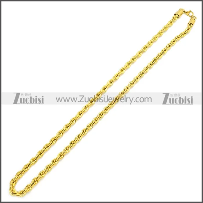 Golden Stainless Steel Rope Chain Neckalce n003097GW3