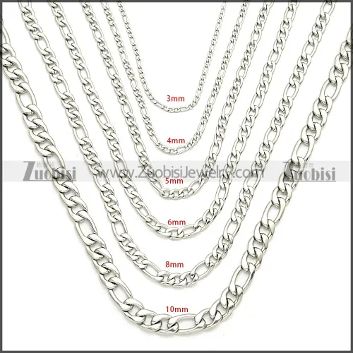 Stainless Steel Figaro Chain Neckalce n003093SW10
