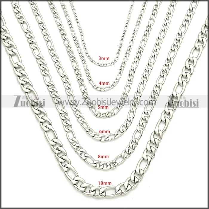 Stainless Steel Figaro Chain Neckalce n003092SW8