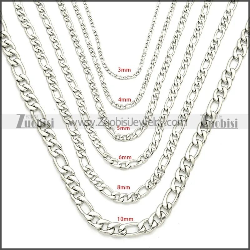 Stainless Steel Figaro Chain Neckalce n003093SW10
