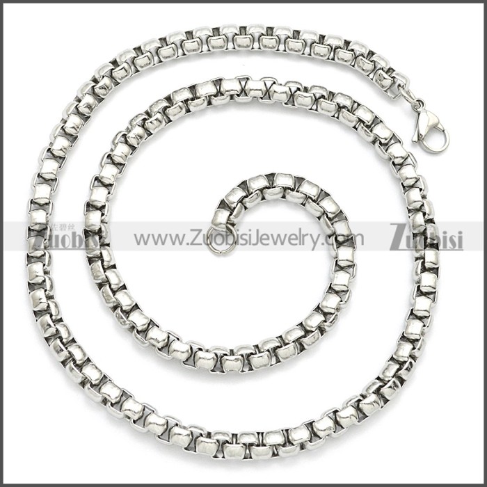 Round Box Link Necklace Chains n003089SW5