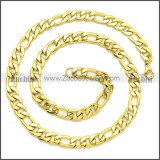 Gold Plated Stainless Steel Figaro Chain Neckalce n003092GW8