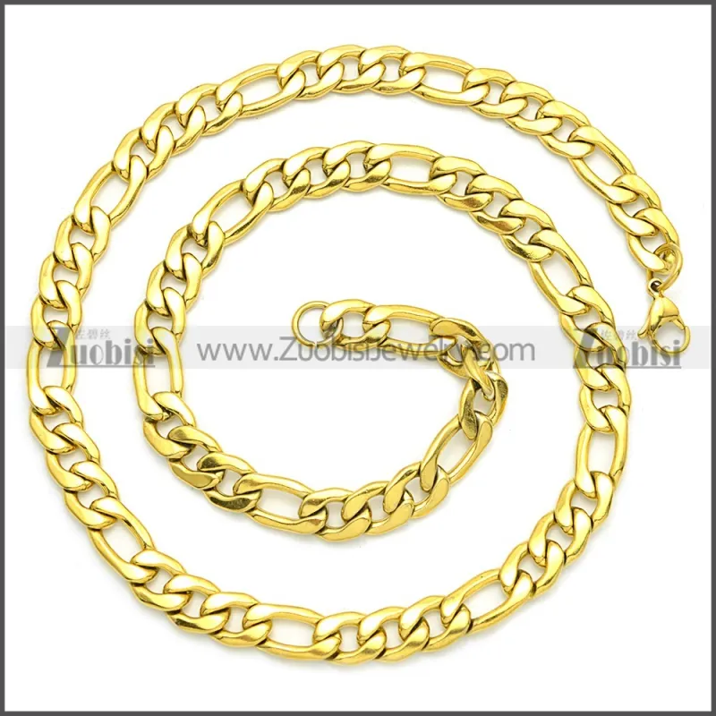 Stainless Steel Figaro Chain Neckalce n003093GW8