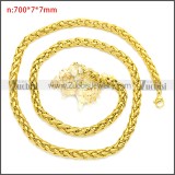Gold Plated Stainless Steel Wheat Chain Neckalce n003095GW7