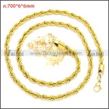 6MM Golden Stainless Steel Rope Chain Neckalce n003097GW6