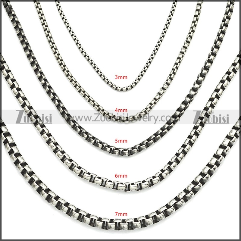 Vintage Round Box Link Necklace Chains n003089SHW7