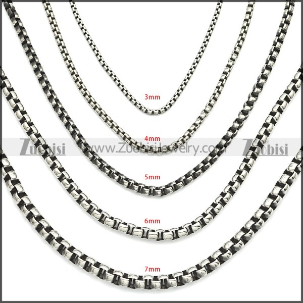 7MM Wide Stainless Steel Round Box Link Necklace Chain n003088SHW7