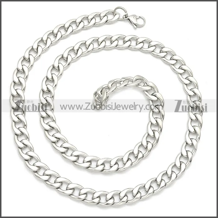 Stainless Steel Cuban Chain Necklace n003090SW5