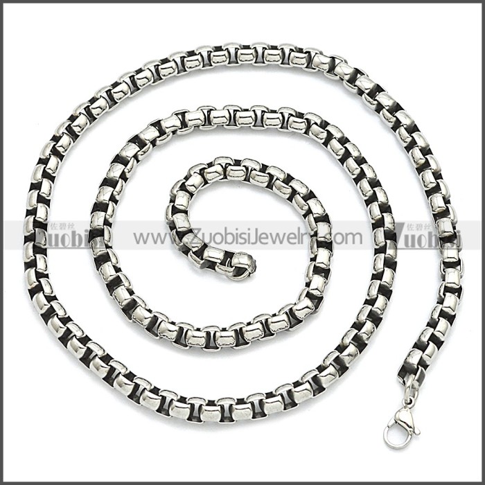 Vintage Round Box Link Necklace Chains n003089SHW7