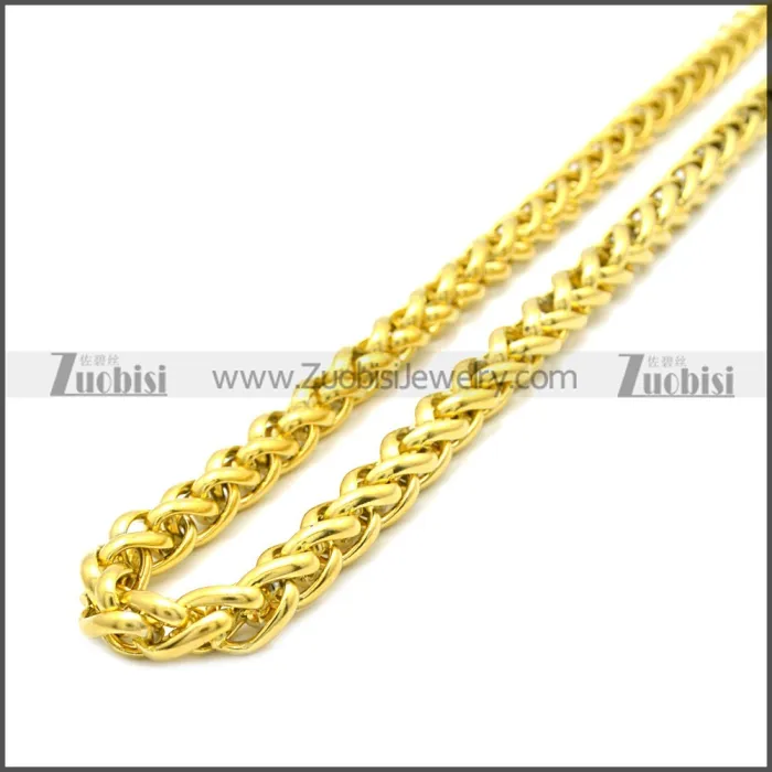 Gold Plated Stainless Steel Wheat Chain Neckalce n003095GW7