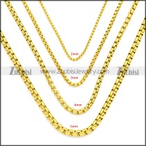 5MM Yellow Gold Plated Round Box Link Necklace Chains n003089GW5