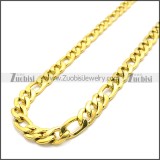 Gold Plated Stainless Steel Figaro Chain Neckalce n003092GW5