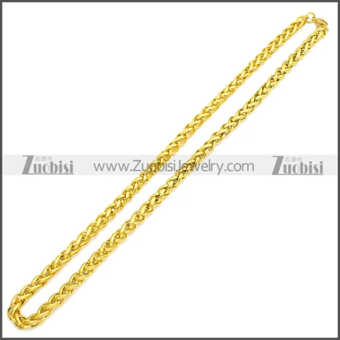 Gold Plated Stainless Steel Wheat Chain Neckalce n003095GW7