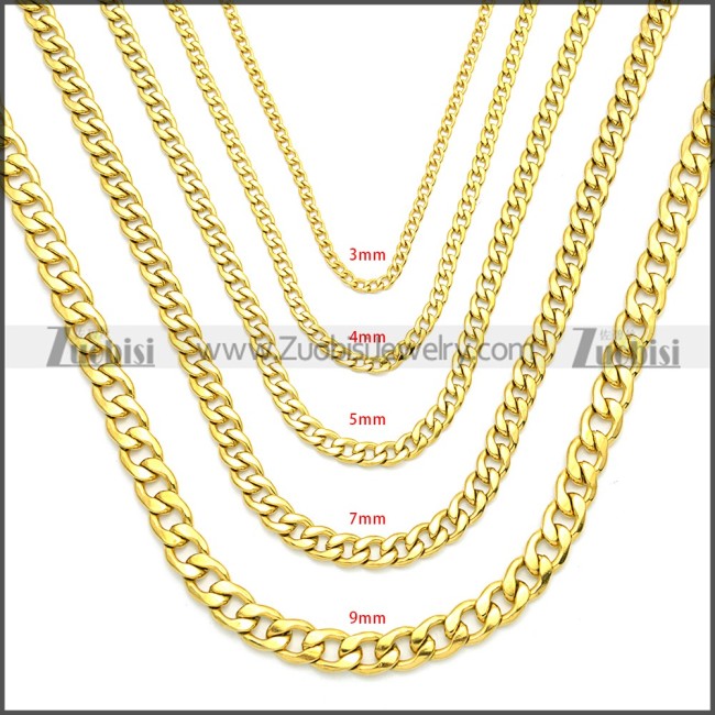 18k Gold Plated Mens Curb Cuban Link Chain n003085GW9