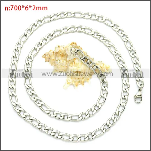 Stainless Steel Figaro Chain Neckalce n003093SW6