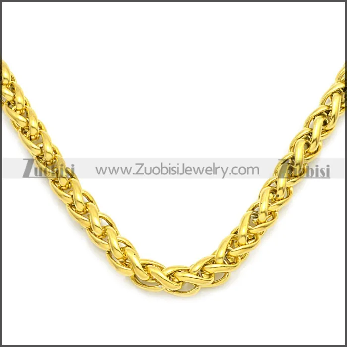 Gold Plated Stainless Steel Wheat Chain Neckalce n003095GW7