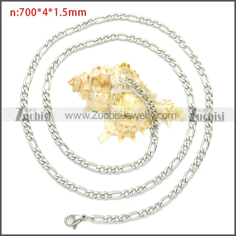Stainless Steel Figaro Chain Neckalce n003093SW4