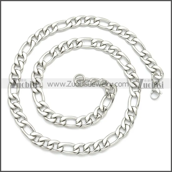 Stainless Steel Figaro Chain Neckalce n003092SW8
