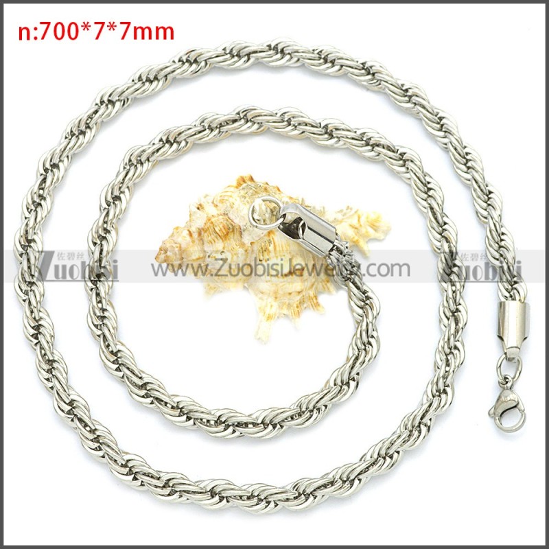 7mm wide Stainless Steel Rope Chain Neckalce n003097SW7