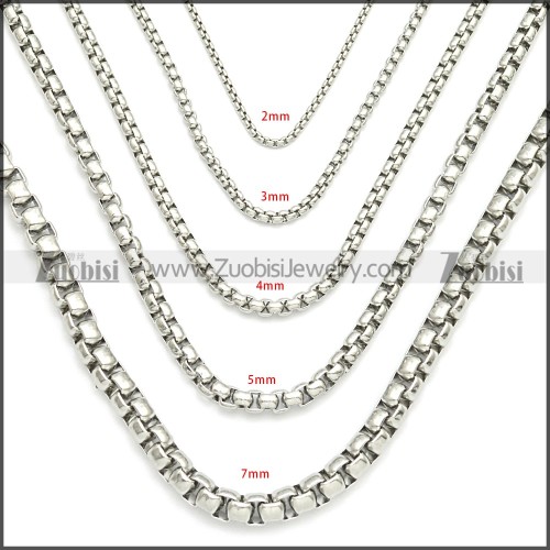 Round Box Link Necklace Chains n003089SW7