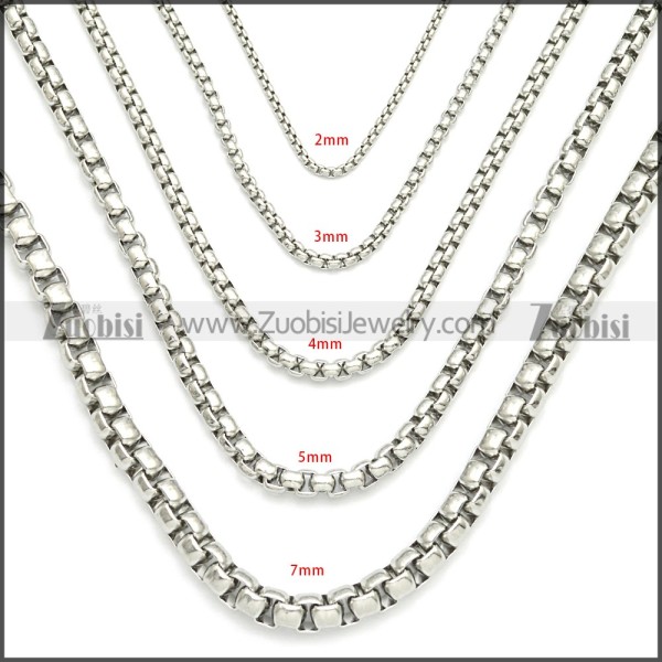 Round Box Link Necklace Chains n003088SW7