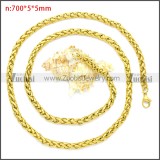 Gold Plated Stainless Steel Wheat Chain Neckalce n003095GW5