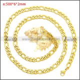 Gold Plated Stainless Steel Figaro Chain Neckalce n003092GW6