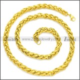 Gold Plated Stainless Steel Wheat Chain Neckalce n003095GW7