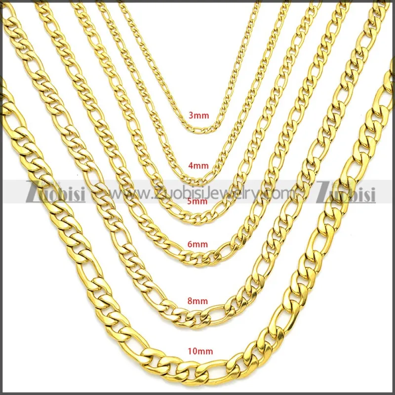 Stainless Steel Figaro Chain Neckalce n003093GW10
