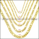 Yellow Gold Plating Stainless Steel Figaro Chain Neckalce n003093GW3