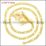 Golden Stainless Steel Figaro Chain Neckalce n003093GW5