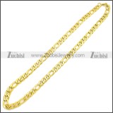 Gold Plated Stainless Steel Figaro Chain Neckalce n003092GW10