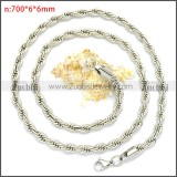 6mm Wide Stainless Steel Rope Chain Neckalce n003097SW6