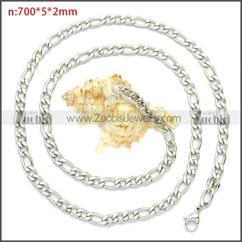 Stainless Steel Figaro Chain Neckalce n003093SW5