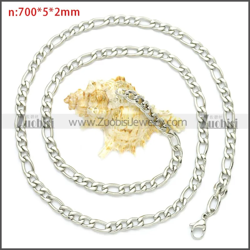 Stainless Steel Figaro Chain Neckalce n003093SW5