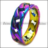 0.70cm Wide Blue Stainless Steel Cuban Link Chain Ring r008459M