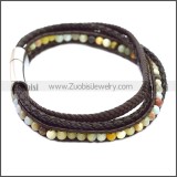 Stainless Steel Leather Bracelet b009808K2