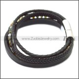 Stainless Steel Leather Bracelet b009808H5