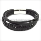 Stainless Steel Leather Bracelet b009808H2