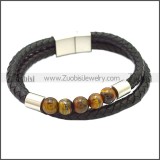 Stainless Steel Leather Bracelet b009809H2