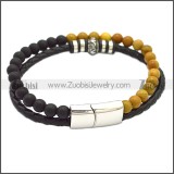 Stainless Steel Leather Bracelet b009815H
