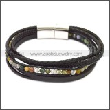 Stainless Steel Leather Bracelet b009808H5