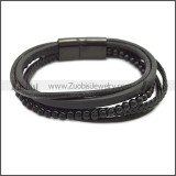 Stainless Steel Leather Bracelet b009807H2