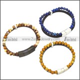 Stainless Steel Leather Bracelet b009811K