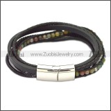Stainless Steel Leather Bracelet b009808H3