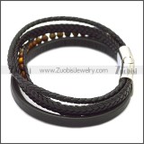 Stainless Steel Leather Bracelet b009808H6