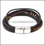 Stainless Steel Leather Bracelet b009808H6