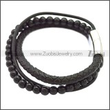 Stainless Steel Leather Bracelet b009816H