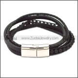 Stainless Steel Leather Bracelet b009808H1